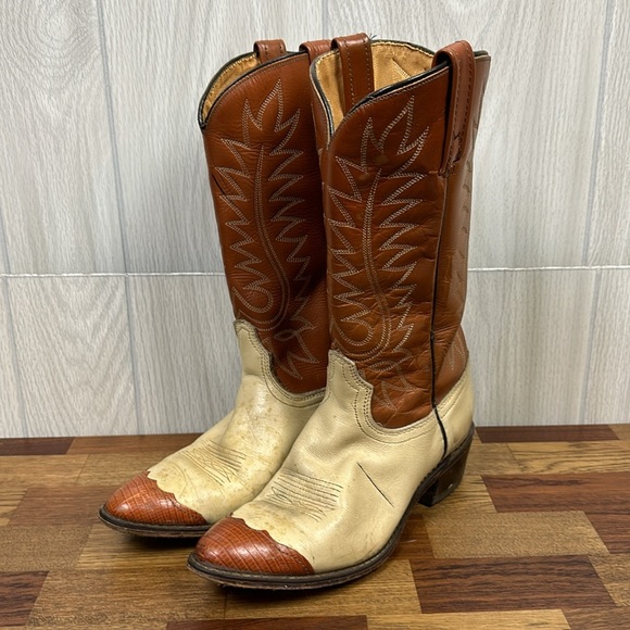 ACME Other - Acme Mens Cowboy Boots 7.5 Leather Western Mid Calf Outdoor Two Tone Brown Wing